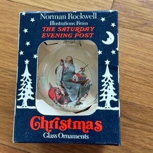 Norman Rockwell Santa Christmas Glass Ornament The Saturday Evening Post Vintage